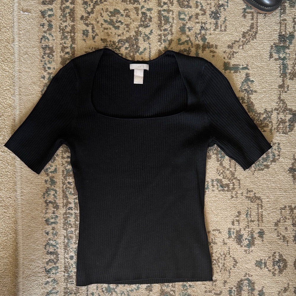 H&M Black Ribbed Bodysuit